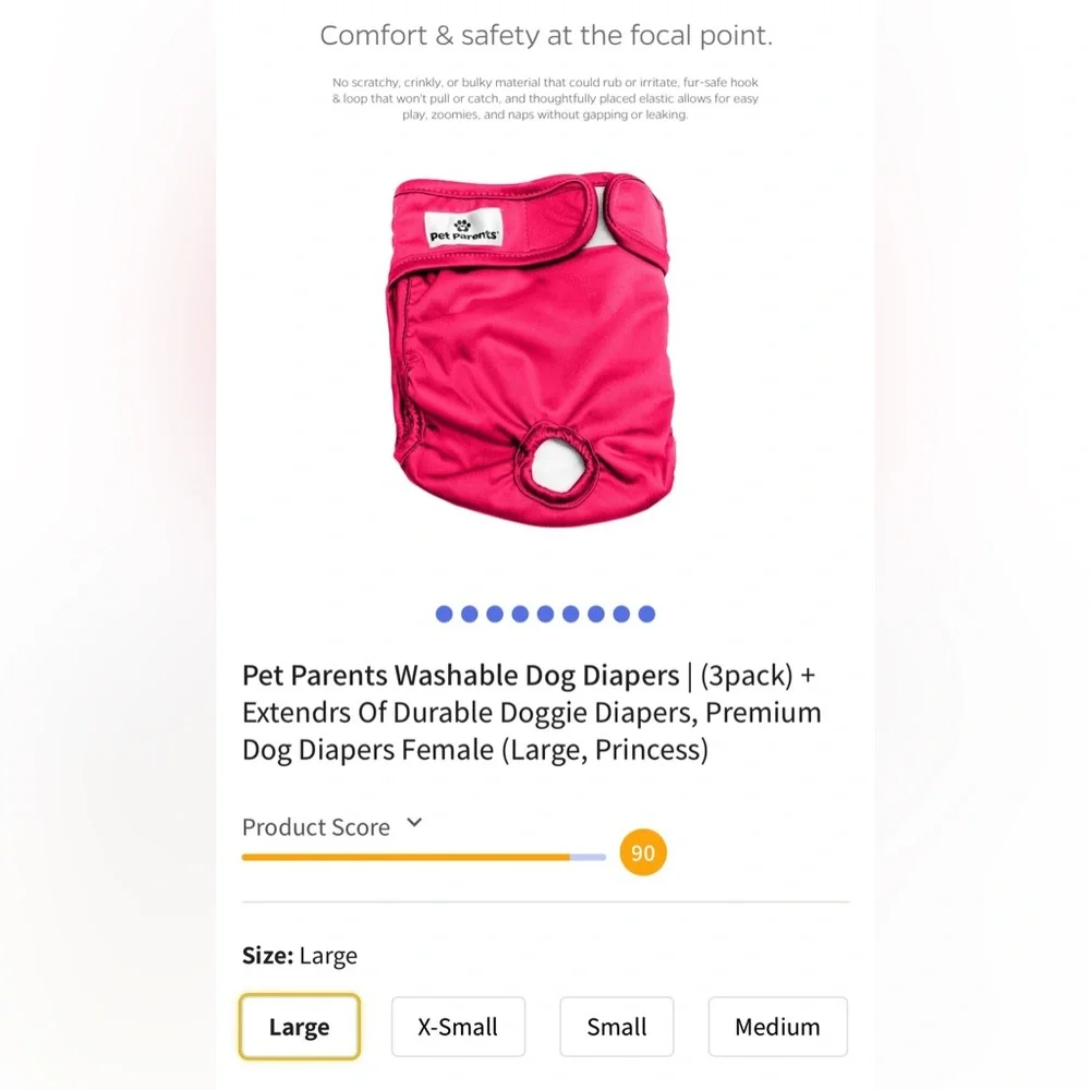 🐕 Lot of 2 Pet Parents Washable Dog Diapers - 3 Pack (Black, Purple, Pink)